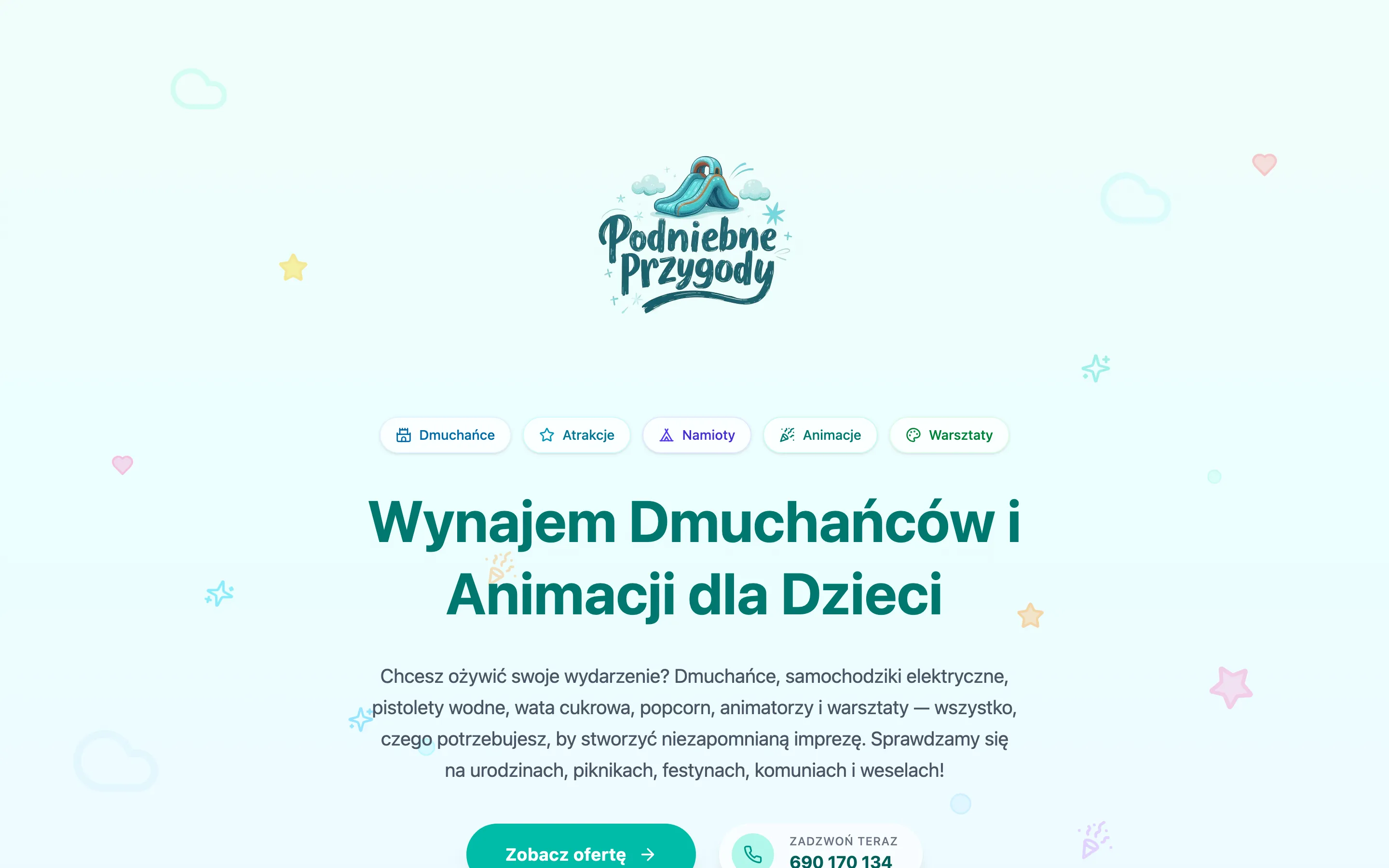 Podniebne Przygody – zrzut ekranu strony