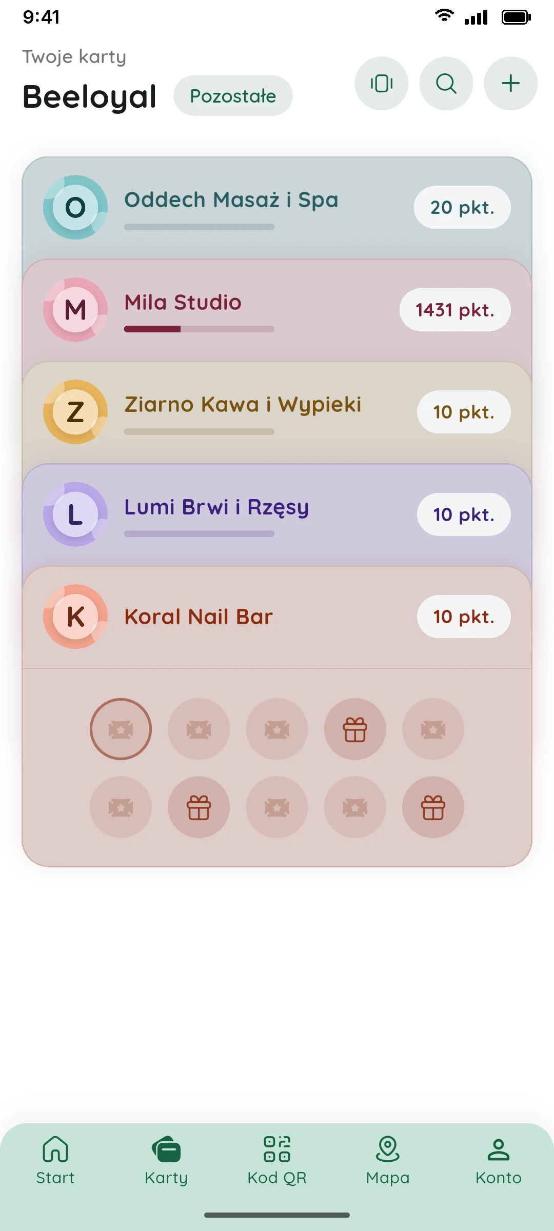 Beeloyal – karty lojalnościowe – ekran 2