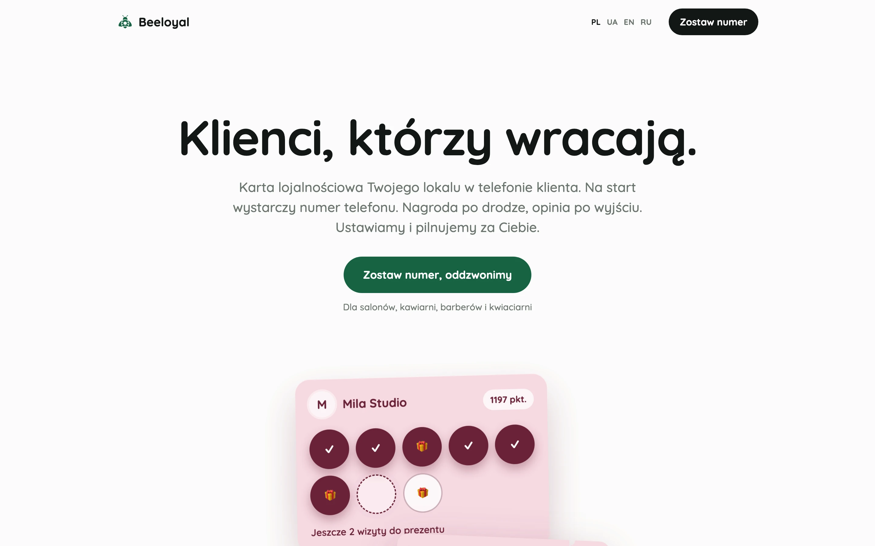 Beeloyal – karty lojalnościowe – strona internetowa